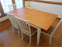 Oak and White Country Style Dining Table & Chairs