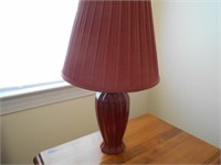 Red Wine Colored Table Lamp with Matching Shade