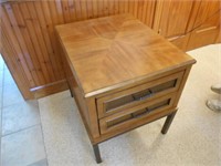 2 Drawer Side Table with Metal Legs