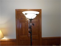 6 Feet Tall Metal Floor Lamp with Glass Shade