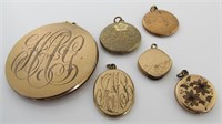 Six 10K Gold Filled Antique Lockets