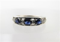 10K Sapphire, Diamond Band Ring