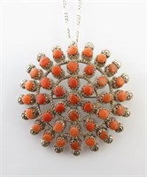 Pinwheel Coral Pin/Pendant and Chain
