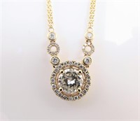14K YG Diamond Necklace, 1.52ct Solitaire