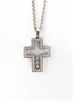 18K Chopard "Happy Diamond" Cross Pendant, Chain