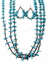 Sleeping Beauty Mined Turquoise Necklace, Earrings