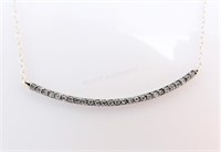 14K White Gold, Black Rhodium Diamond Bar Necklace