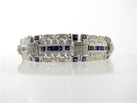 18K White Gold Sapphire and Diamond Bracelet