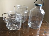 Vintage Federal Glass Pitchers and Jar