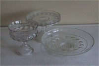 Thumbprint Pressed Glass Serving Pieces
