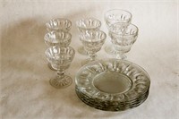Thumbprint Pressed Glass Sherbets & Plates