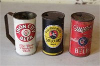 1930's Miller Beer, Mel-O-Dry, Iron City Beer Cans