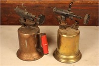 Two Antique Brass Torch Burners