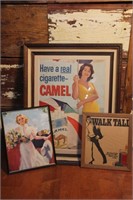 Vintage Framed Camel Cigarette Advertising