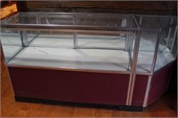 Glass Front Display Case Burgundy