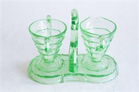 Green Depression Glass Cream & Sugar Set