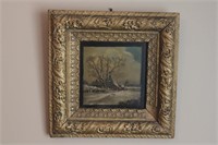 Antique Framed Painting on Glass