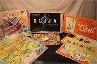 Vintage Board Games - Clue, Ouija, DogFight