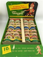 Vintage Taypit Christmas Wrap Tape Display w/ Tape