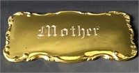 Vintage Gold Plated Casket / Coffin Plate, Mother