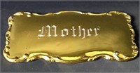 Vintage Gold Plated Casket / Coffin Plate, Mother