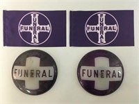 Vintage Purple Auto Funeral Lens Covers, Flags