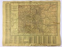 Antique Colorado State Roadmap c. 1914
