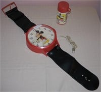 2 Items - Mickey Mouse Clock and Thermos
