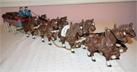 Cast Iron Budweiser Clydesdale Beer Wagon Set