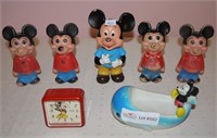 7 Items - 5 Plastic Mickey Mouse Items / Squeaky