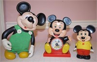 3 Items - Mickey Mouse Clock/Windup Music
