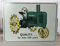 John Deere Metal Sign "Quality for over 100yr