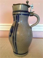 Cobalt salt glazed stoneware pitcher, 2 L, with