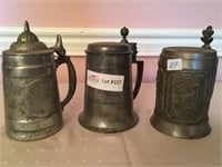 3 Unmatced pewter stein, 6 1/2"