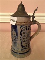 Cobalt salt glazed stoneware stein, 1/2 L,