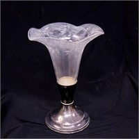 Tulip Crystal Vase with sterling base