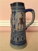 Cobalt salt glazed stoneware master stein, Gerz,