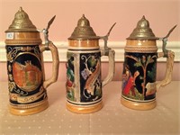 3 Unmatched pottery stein - Gerz, West Germany,