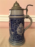 Cobalt salt glazed stoneware stein, #561, 1 L,