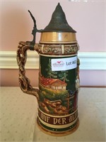 Pottery stein, 1 L relief, star mark, #1015,