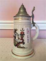 Porcelain stein with lithophane and metal lid, 9