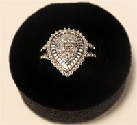 Sterling silver diamond accent pear shaped ring