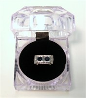 10K White gold vintage rectangular ring with