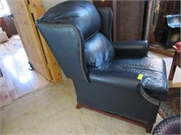 Blue Leather Recliner - Barcalounger & Matching Lo
