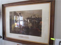 Engraving in Oak Frame: "The Hanging of the Crane