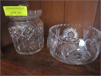 2 Pc.: Waterford Jar & Cut Glass Bowl