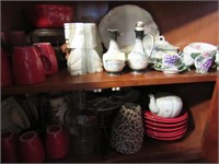 Contents of Lower Shelves Corner Cupboard: China,
