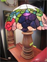 Newel Post Base Lamp with Stained Glass Style Shad