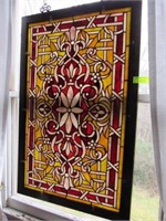 Stained Glass? Hanging Panel: Red/Yellow, 23" x 3