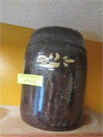 2 Gallon Brown Glazed Pottery Storage Jar